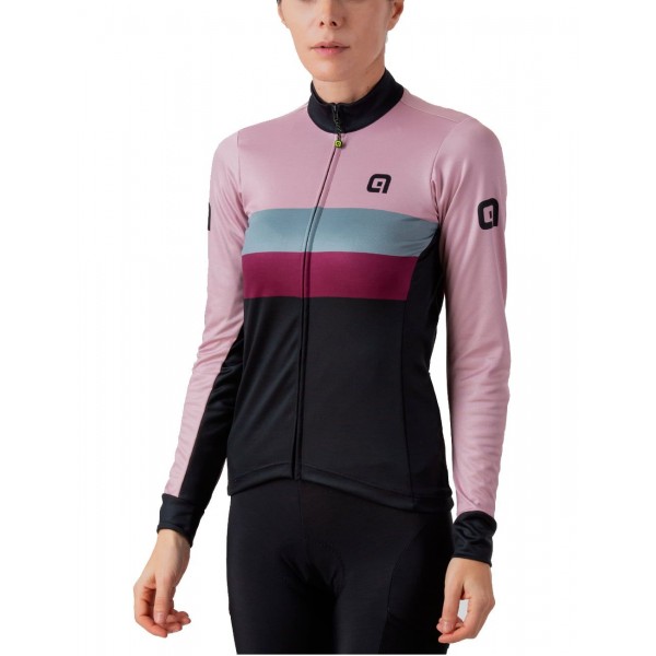 ALE CHAOS Retro Radtrikot Damen langarm schwarz/rosa