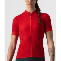 Promessa Jacquard Radtrikot Damen kurzarm rot