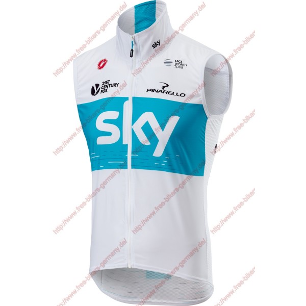 Radsport TEAM SKY 2018 Weiß Windstopper ärmelloses Trikot Kurz Radtrikot Kaufen