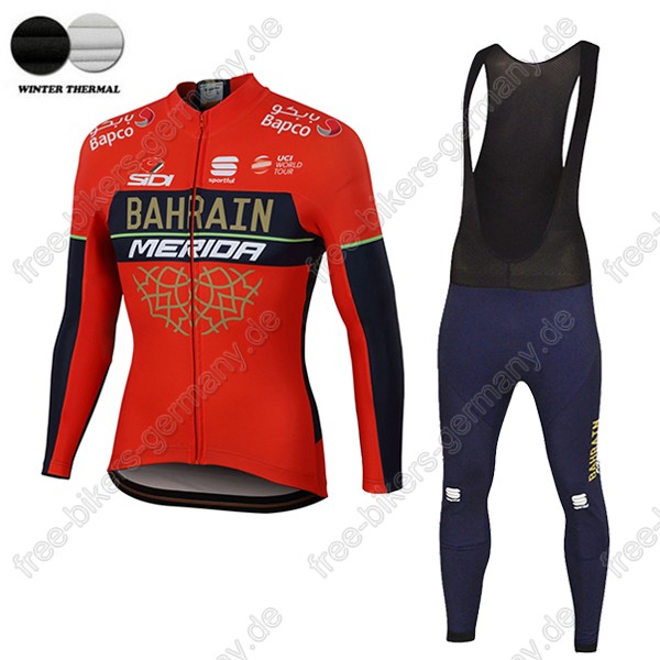 Profiteam 2018 BAHRAIN MERIDA Pro winter thermal fleece Fahrradbekleidung Trikot Langarm+Lang Tr Radtrikot Kaufen