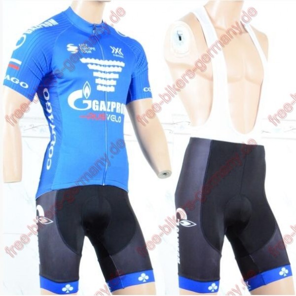 Profiteam 2018 Gazprom-Rusvelo Radbekleidung Satz Trikot Kurzarm+Trägerh Radtrikot Kaufen