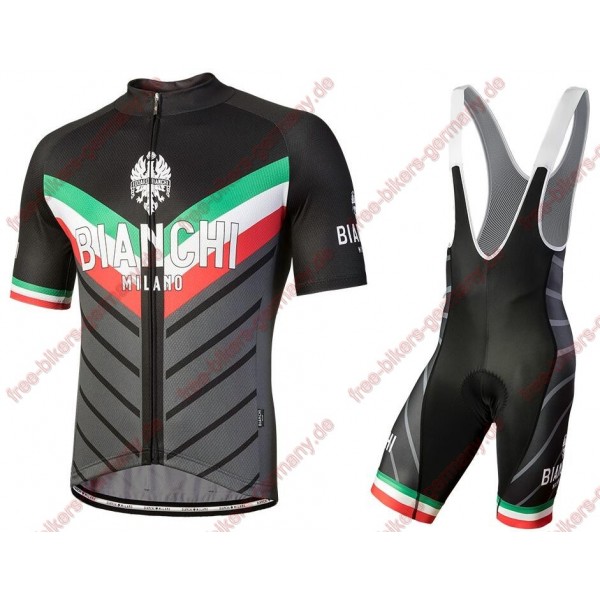 Profiteam 2018 Bianchi Milano Tiera schwarz Radbekleidung Satz Trikot Kurzarm+Trägerhosen Sets Radtrikot Kaufen
