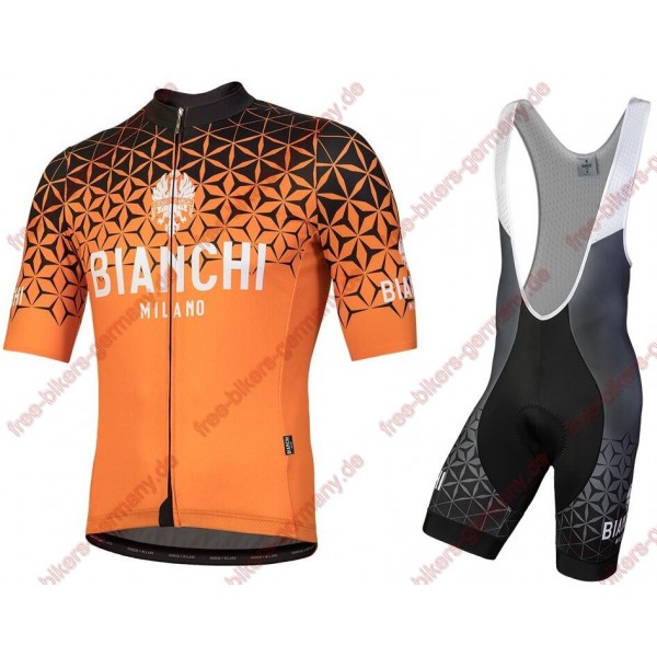 Profiteam 2018 Bianchi Milano Conca orange Radbekleidung Satz Trikot Kurzarm+Trägerhosen Sets Radtrikot Kaufen