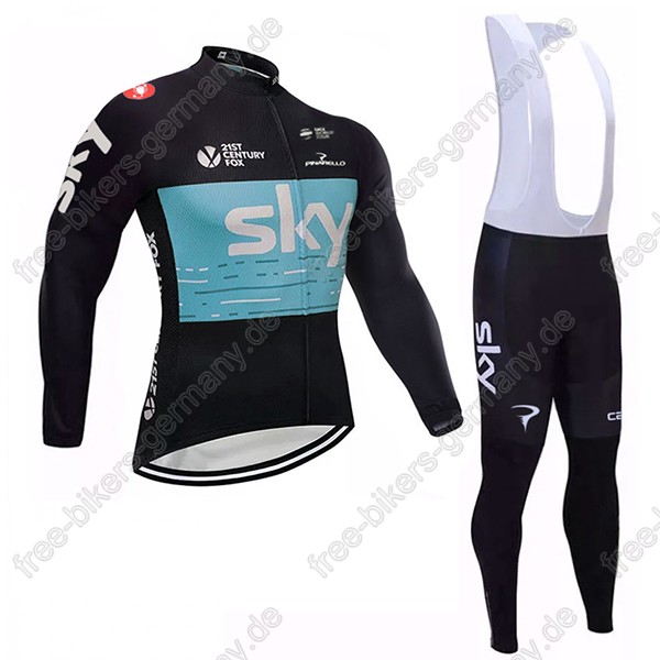 Sky schwarz blau Fahrradbekleidung Trikot Langarm+Lang Trägerh Radtrikot Kaufen