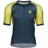Fahrradbekleidung Radsport 2020 SCOTT RC Premium Climber Trikot Kurzarm Outlet gelb/blau Radtrikot Kaufen
