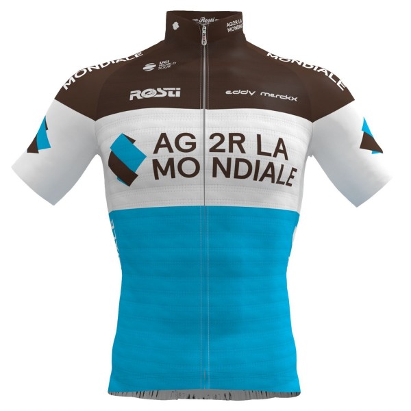AG2R La Mondiale 2019 Radtrikot kurzarm (langer Reißverschluss)-Radsport-Profi-Team
