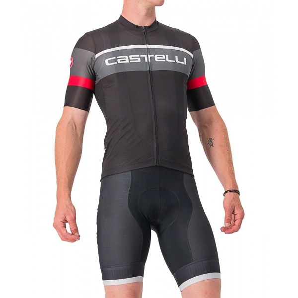 SCORPIONE 3+COMPETIZIONE KIT Radsport-Set (Kurzarmtrikot+Trägerhose) schwarz/grau