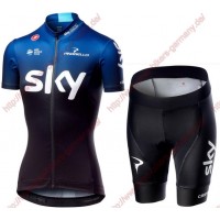 Profiteams TEAM SKY 2019 Damen Fietskleding Set Trikot Kurzarm Outlet+Korte fiet Radtrikot Kaufen