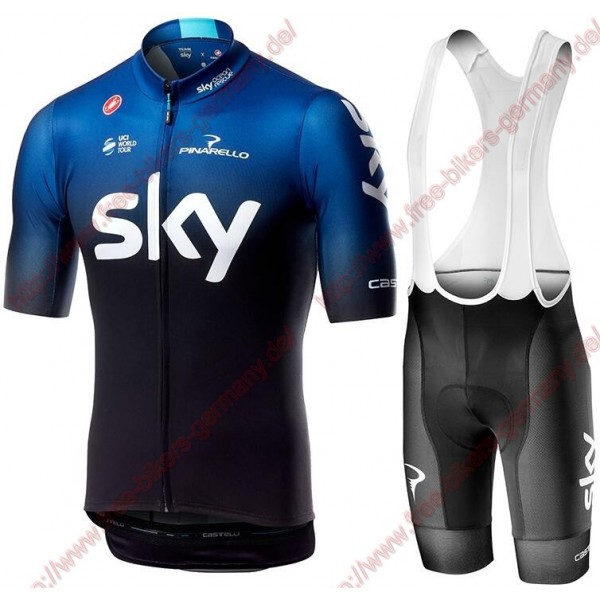Profiteams TEAM SKY 2019 Radbekleidung Satz Trikot Kurzarm+Trägerhosen Se Radtrikot Kaufen