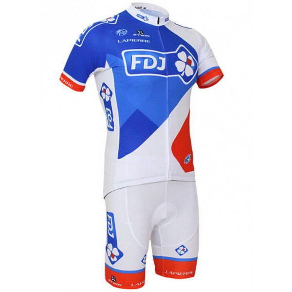 2015 FDJ Radbekleidung Radtrikot Kurzarm und Fahrradhosen Kurz Radtrikot Kaufen