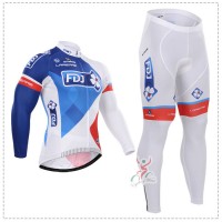2015 FDJ Fahrradbekleidung Radtrikot Satz Langarm und Lange Fahrradhose Radtrikot Kaufen