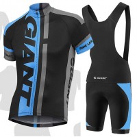 2015 Giant blau schwarz Fahrradbekleidung Satz Fahrradtrikot Kurzarm Trikot und Kurz Trägerhose Radtrikot Kaufen