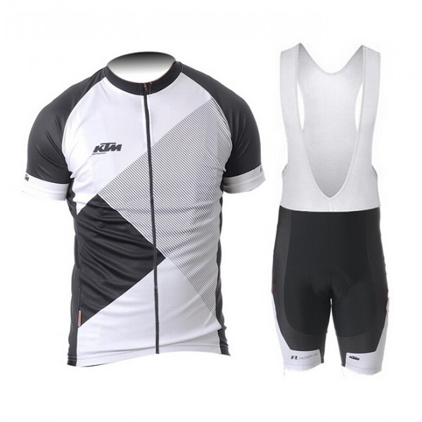 2015 KTM Fahrradbekleidung Satz Fahrradtrikot Kurzarm Trikot und Kurz Trägerhose schwarz Weiß Radtrikot Kaufen