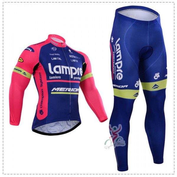 2015 Lampre Fahrradbekleidung Radtrikot Satz Langarm und Lange Fahrradhose Radtrikot Kaufen