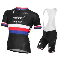 Etixx Quick-Step Champion Tsjechisch 2015 Fahrradbekleidung Satz Fahrradtrikot Kurzarm Trikot und Kurz Trägerhose Radtrikot Kaufen
