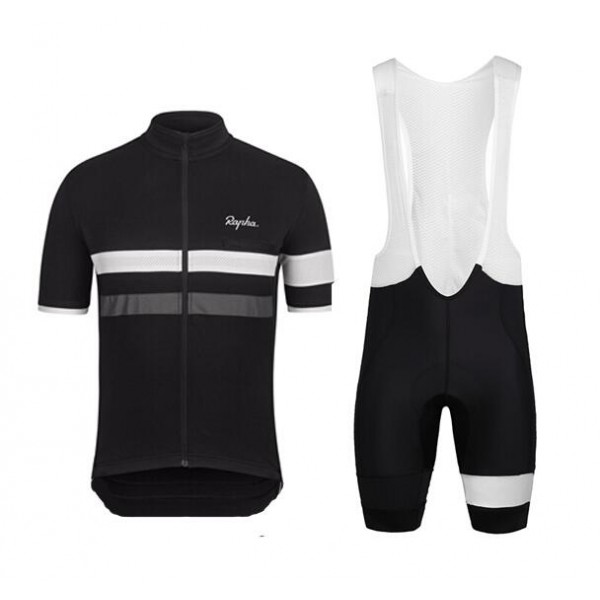2015 Rapha Schwarz Fahrradbekleidung Satz Fahrradtrikot Kurzarm Trikot und Kurz Trägerhose Radtrikot Kaufen