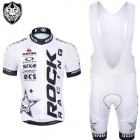 2015 Rock Racing Weiß Fahrradbekleidung Satz Fahrradtrikot Kurzarm Trikot und Kurz Trägerhose Radtrikot Kaufen