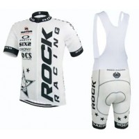 2015 Rock Racing Weiß Fahrradbekleidung Satz Fahrradtrikot Kurzarm Trikot und Kurz Trägerhose Radtrikot Kaufen
