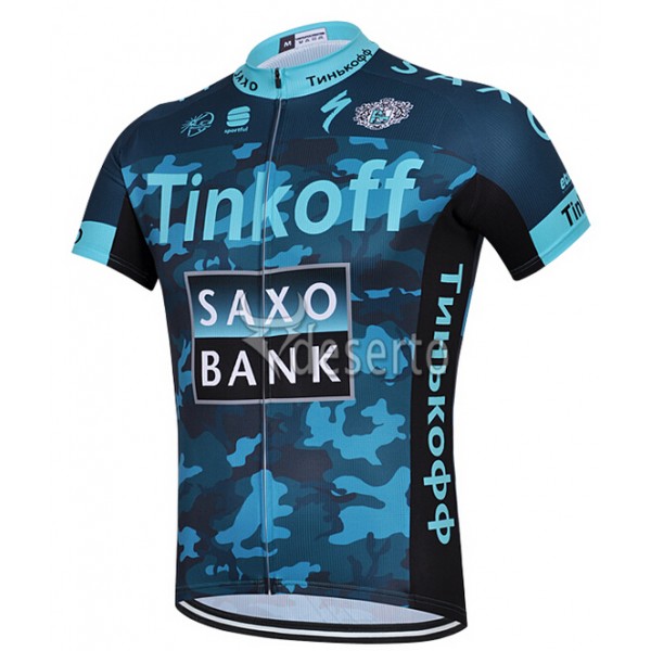2015 Saxo Bank Tinkoff Radtrikot Kurzarm Camouflage Blau Radtrikot Kaufen