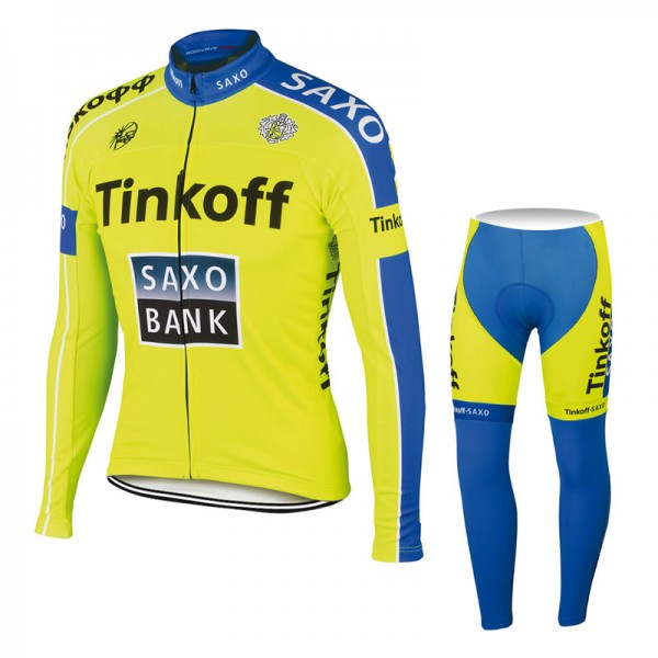 2015 Saxo Bank Tinkoff Fahrradbekleidung Radtrikot Satz Langarm und Lange Fahrradhose Radtrikot Kaufen