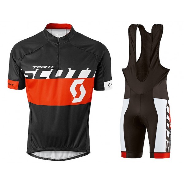 2015 Proteam Scott Weiß-Schwarz-Rot Fahrradbekleidung Satz Fahrradtrikot Kurzarm Trikot und Kurz Trägerhose Radtrikot Kaufen