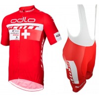 2015 Odlo Scott Swiss Rote Fahrradbekleidung Satz Fahrradtrikot Kurzarm Trikot und Kurz Trägerhose Radtrikot Kaufen