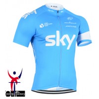 2015 Sky Radtrikot Kurzarm Blau Radtrikot Kaufen