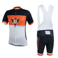 2015 Sportful Weiß Schwarz orange Fahrradbekleidung Satz Fahrradtrikot Kurzarm Trikot und Kurz Trägerhose Radtrikot Kaufen