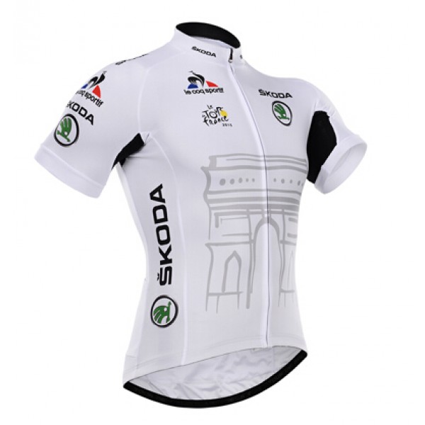 2015 Tour De France Radtrikot Kurzarm Weiß Radtrikot Kaufen