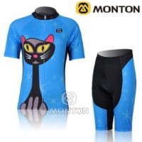 2011 Monton Blue Cat Damen Radbekleidung Radtrikot Kurzarm und Fahrradhosen Kurz Radtrikot Kaufen