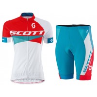 2015 Scott Rot-Weiß Damen Radbekleidung Radtrikot Kurzarm und Fahrradhosen Kurz Radtrikot Kaufen