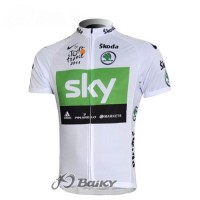 SKY Pro Team Radtrikot Kurzarm Weiß Grün Radtrikot Kaufen