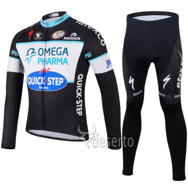 2014 Omega Pharma Quick Step Radbekleidung Satz Fahrradtrikot Langarm und Lang Radhose Radtrikot Kaufen
