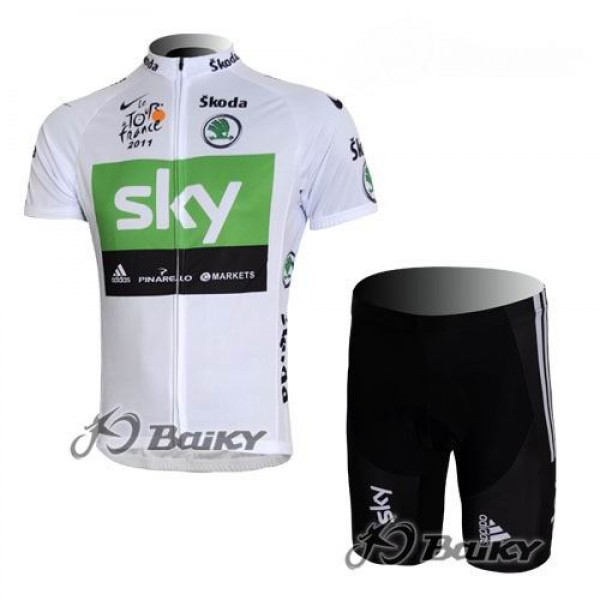 SKY Pro Team Radbekleidung Radtrikot Kurzarm und Fahrradhosen Kurz Weiß Grün Radtrikot Kaufen
