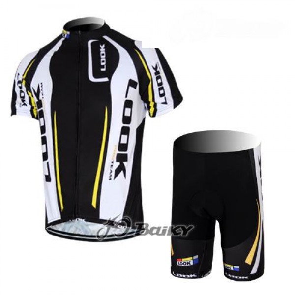 2012 Look CycleRadbekleidung Radtrikot Kurzarm und Fahrradhosen Kurz Weiß Schwarz Radtrikot Kaufen