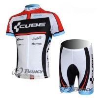 Cube Fintro Pro Team Radtrikot Kurzarm Kurz Radhose Kits Weiß Rot Radtrikot Kaufen