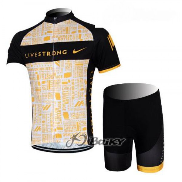 2012 LiveStrong Radbekleidung Radtrikot Kurzarm und Fahrradhosen Kurz Schwarz Gelb Radtrikot Kaufen