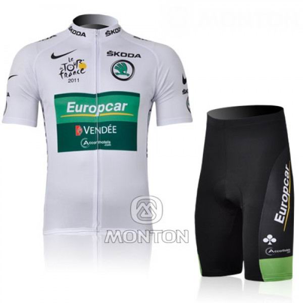 Europcar Pro Team Vendee Radtrikot Kurzarm und Kurz Radhose Kits Weiß Radtrikot Kaufen