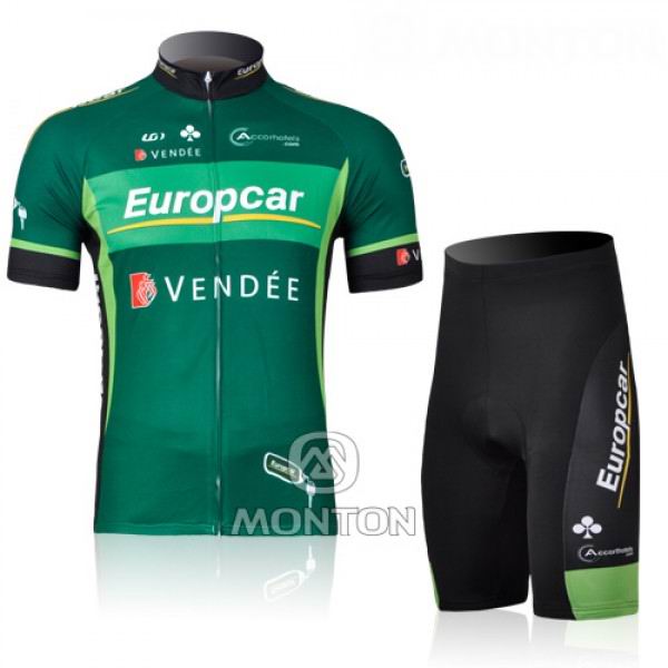 Europcar Pro Team Vendee Radtrikot Kurzarm und Kurz Radhose Kits Grün Radtrikot Kaufen