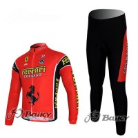 Ferrari Colnago Pro Team Fahrradbekleidung Radtrikot Satz Langarm und Lange Fahrradhose Rot Radtrikot Kaufen