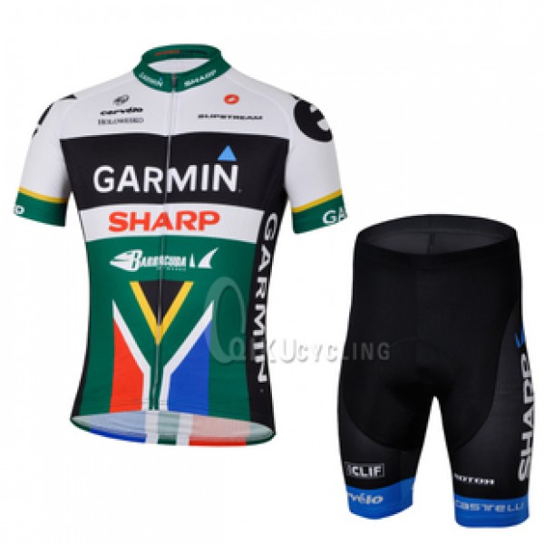 2013 Garmin Sharp Barracuda Südafrika Champion Radtrikot Kurzarm und Kurz Radhose Kits Grün Radtrikot Kaufen