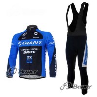 Giant Sram Pro Team Fahrradbekleidung Radtrikot Satz Langarm und Lange Trägerhose Schwarz Blau Radtrikot Kaufen