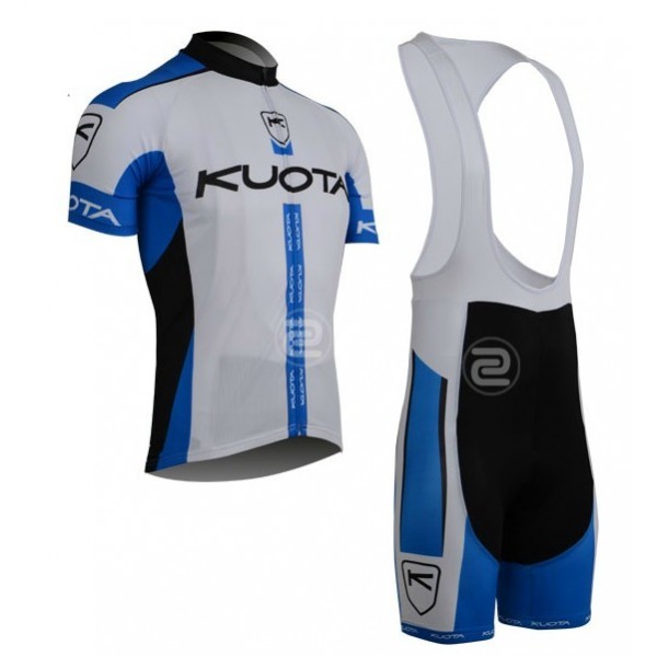 2013 KUOTA Fahrradbekleidung Satz Fahrradtrikot Kurzarm Trikot und Kurz Trägerhose Weiß Blau Radtrikot Kaufen