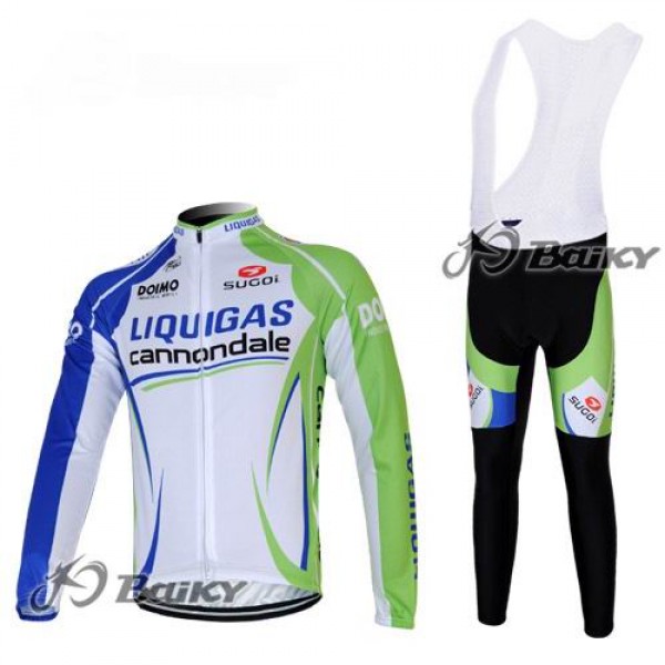 Liquigas Cannondale Pro Team Fahrradbekleidung Radtrikot Satz Langarm und Lange Trägerhose Grün Weiß Radtrikot Kaufen