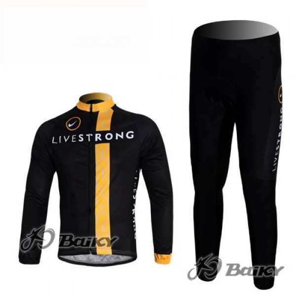 Livestrong Fahrradbekleidung Radtrikot Satz Langarm und Lange Fahrradhose Schwarz Gelb Radtrikot Kaufen