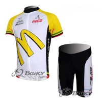 McDonald Legea Pro Team Radbekleidung Radtrikot Kurzarm und Fahrradhosen Kurz Weiß Gelb Radtrikot Kaufen