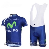Movistar Team Fahrradbekleidung Satz Fahrradtrikot Kurzarm Trikot und Kurz Trägerhose Blau Radtrikot Kaufen