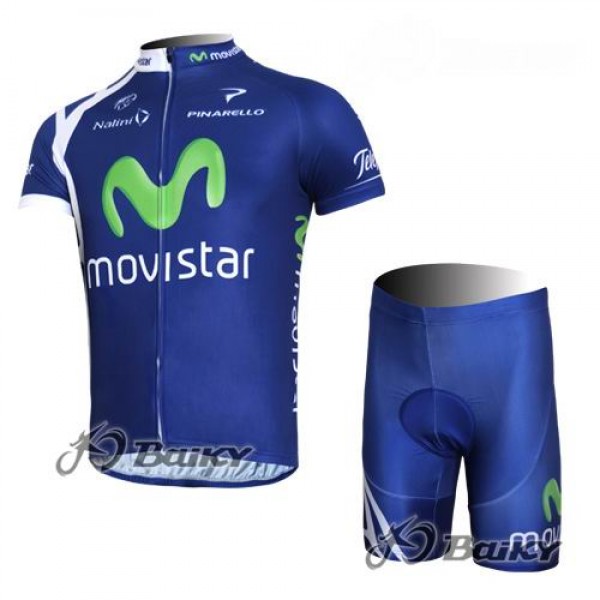 Movistar Team Radbekleidung Radtrikot Kurzarm und Fahrradhosen Kurz Blau Radtrikot Kaufen