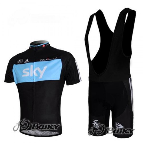 SKY Pro Team Fahrradbekleidung Satz Fahrradtrikot Kurzarm Trikot und Kurz Trägerhose Schwarz Blau Radtrikot Kaufen