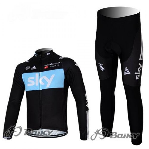 Sky Pinarello Pro Team Fahrradbekleidung Radtrikot Satz Langarm und Lange Fahrradhose Schwarz Blau Radtrikot Kaufen